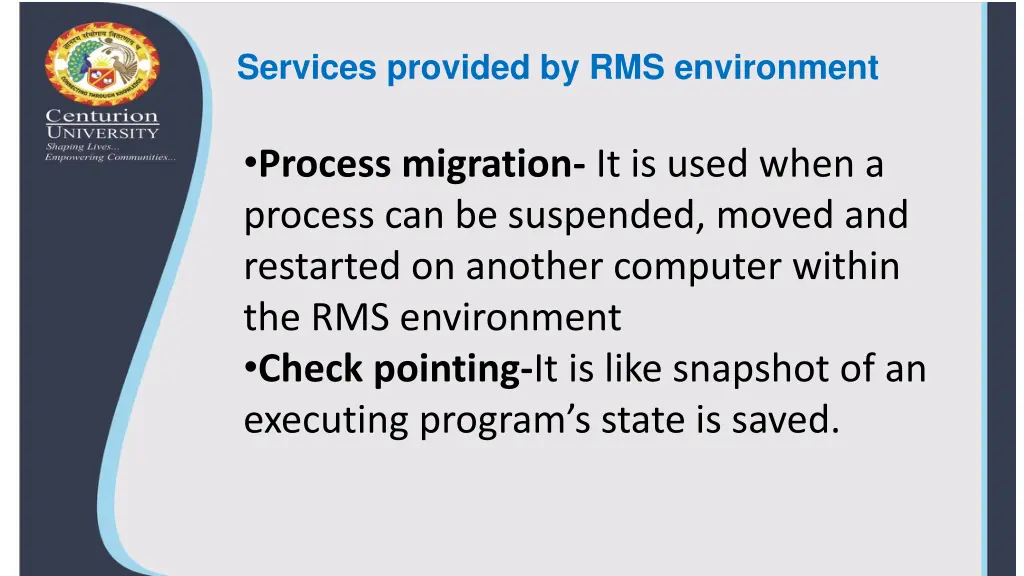 services provided by rms environment