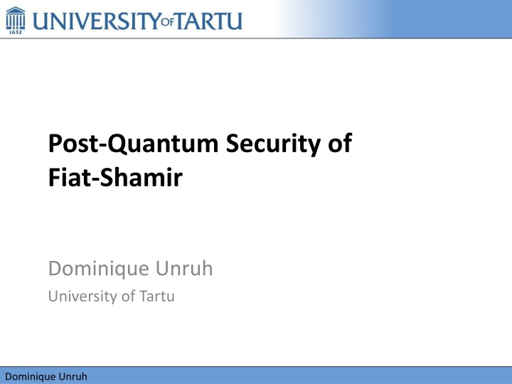 post quantum security of fiat shamir