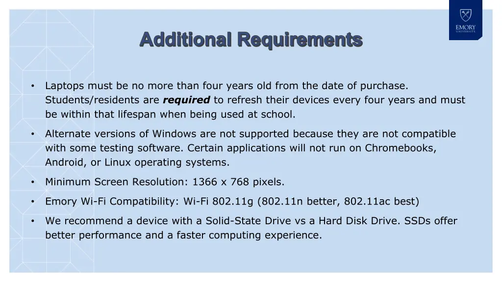 additional requirements
