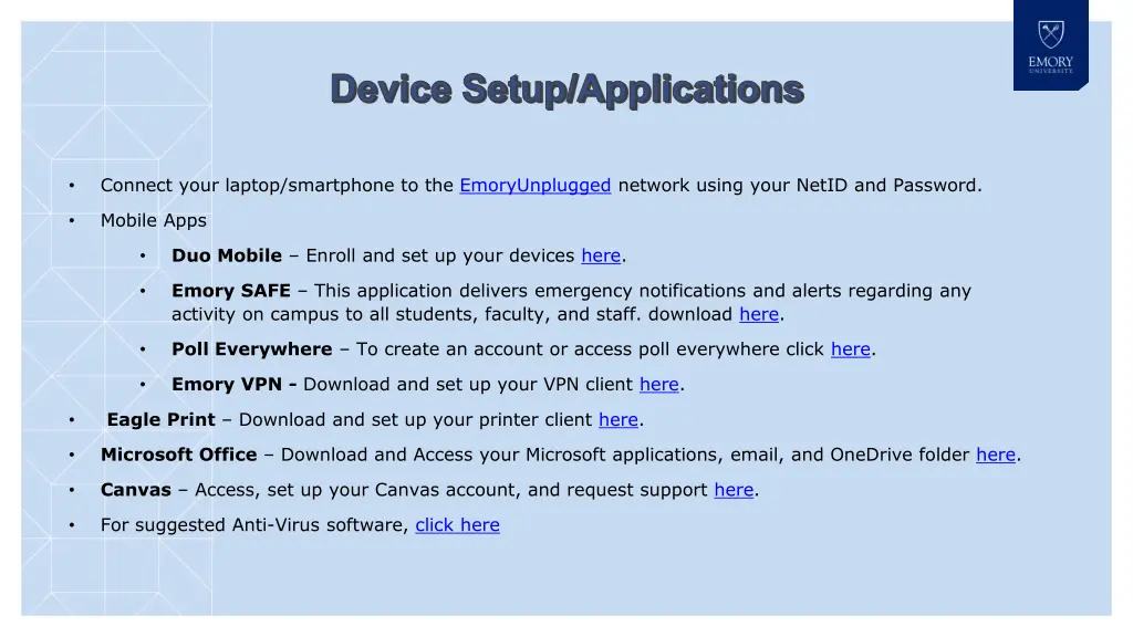 device setup applications