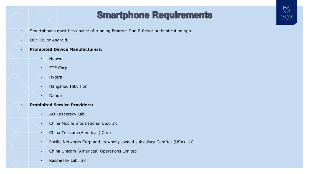 smartphone requirements