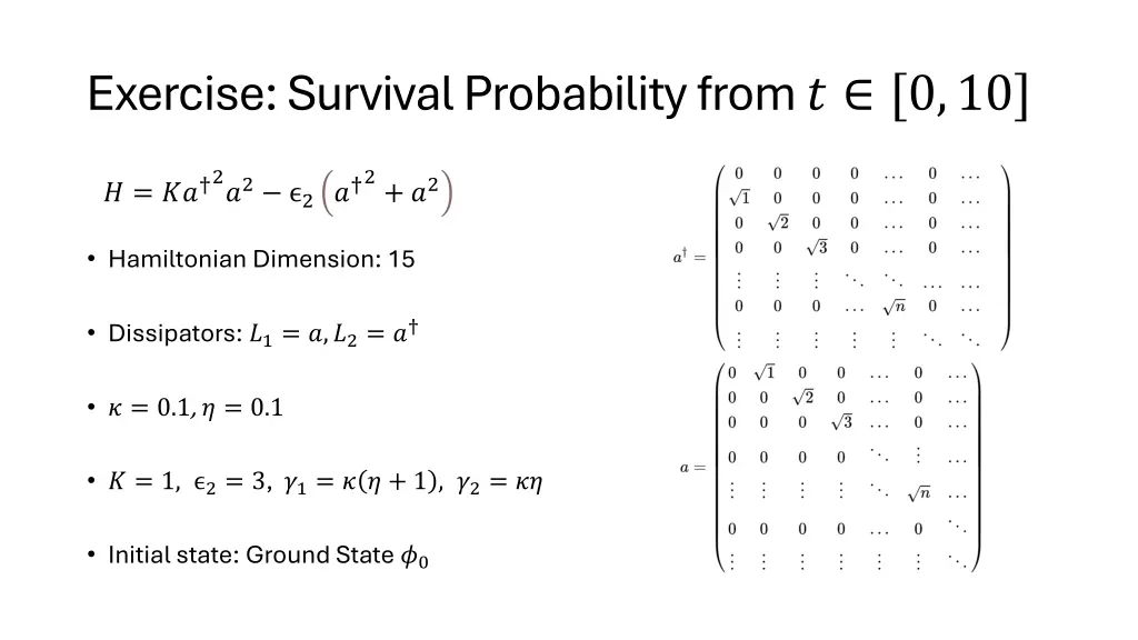 exercise survival probability from 0 10