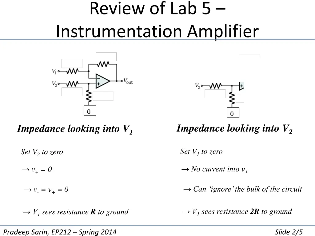 review of lab 5 instrumentation amplifier
