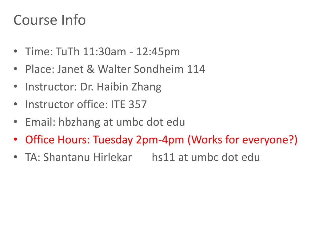 course info