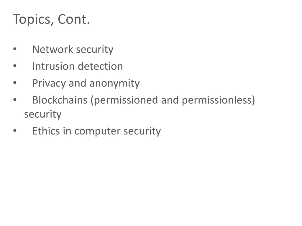 topics cont