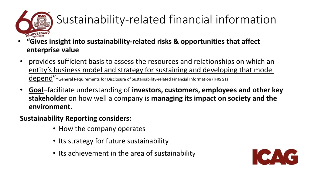 sustainability related financial information