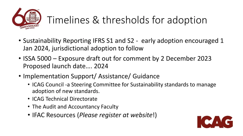 timelines thresholds for adoption