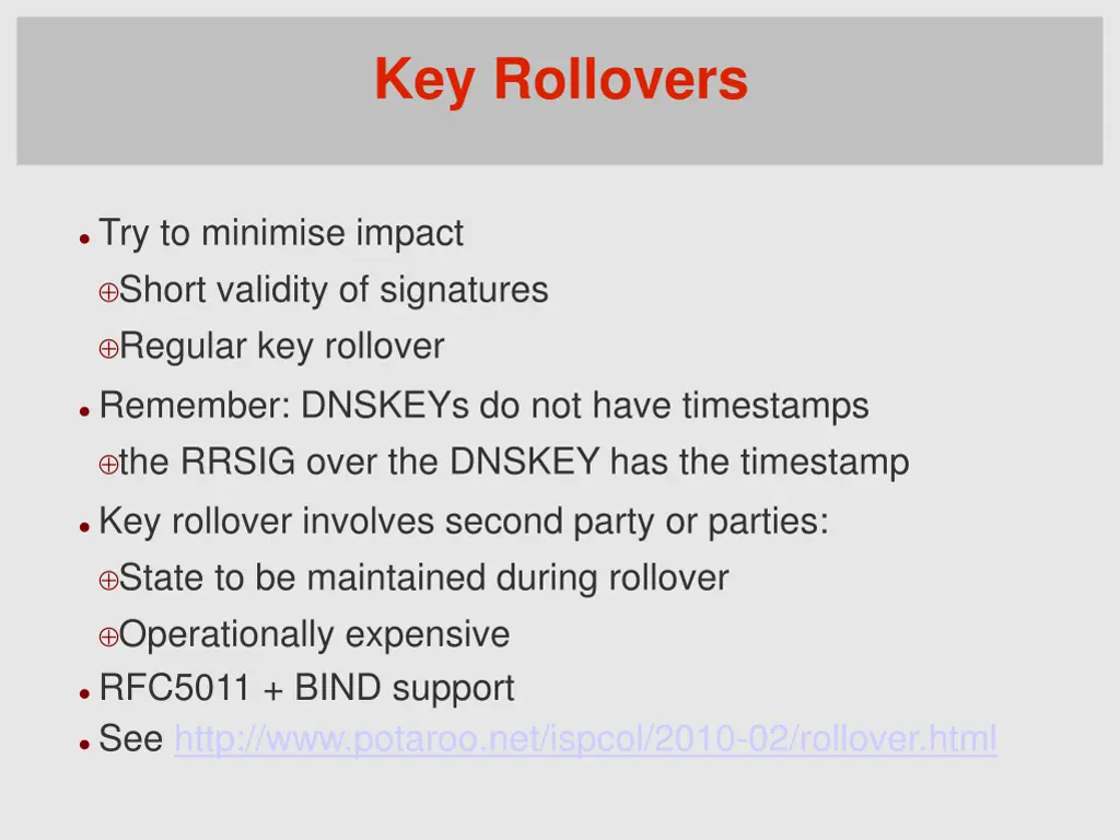 key rollovers