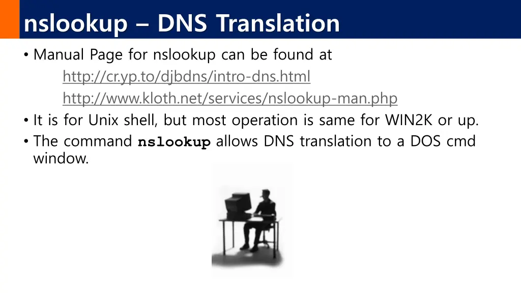 nslookup dns translation manual page for nslookup
