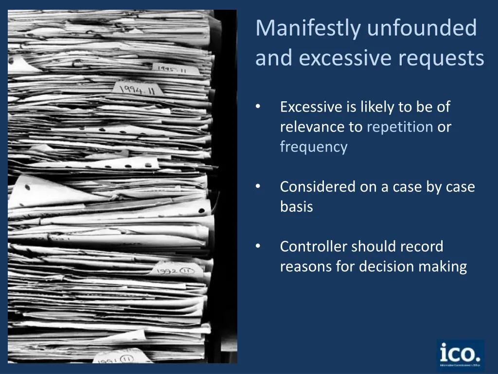 manifestly unfounded and excessive requests
