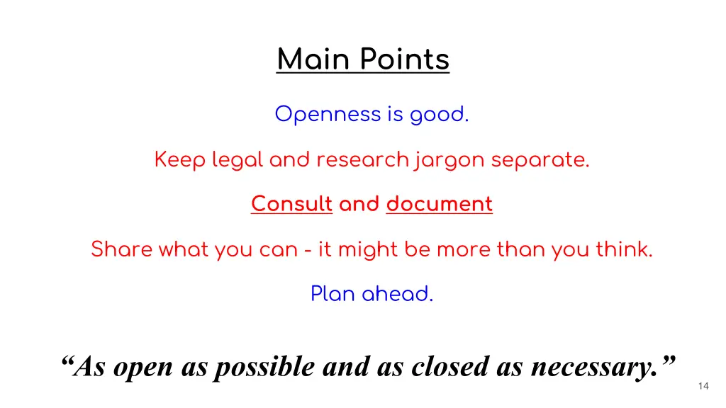 main points