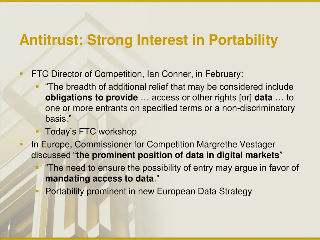 antitrust strong interest in portability