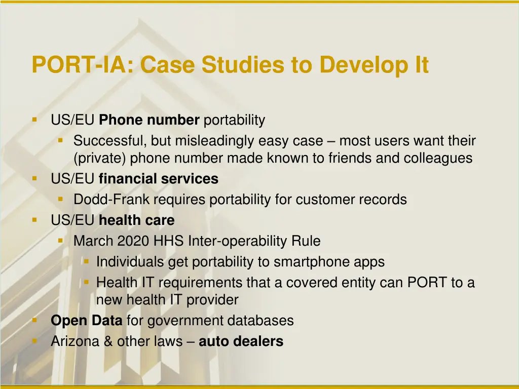 port ia case studies to develop it