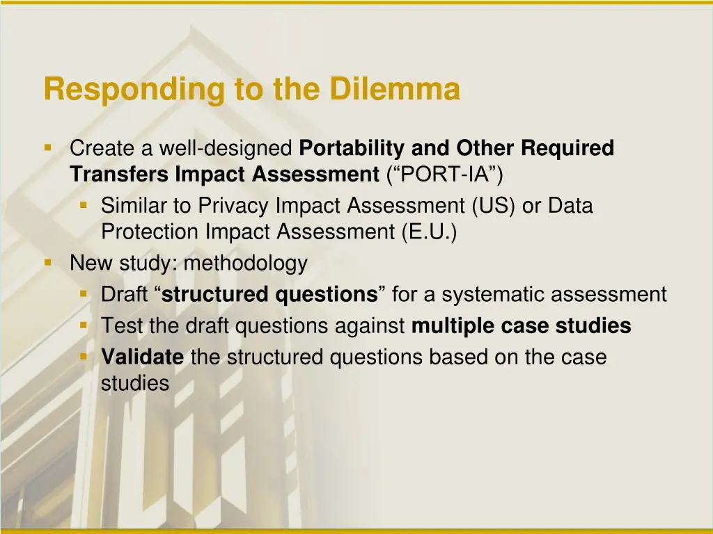 responding to the dilemma