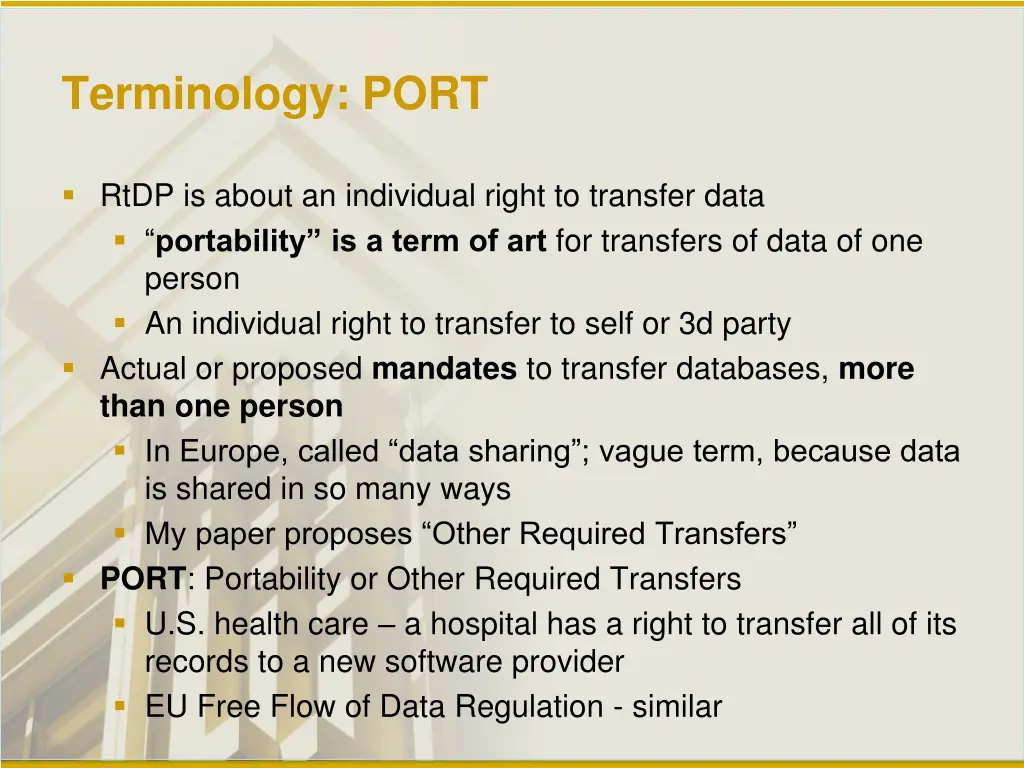 terminology port