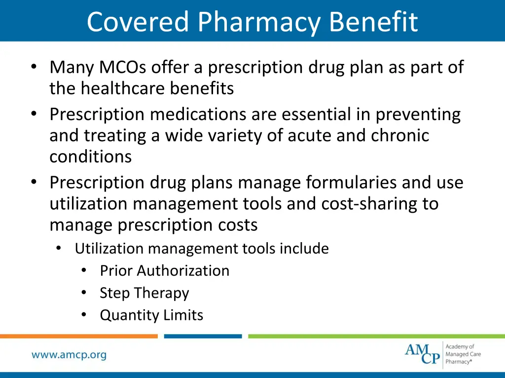 covered pharmacy benefit