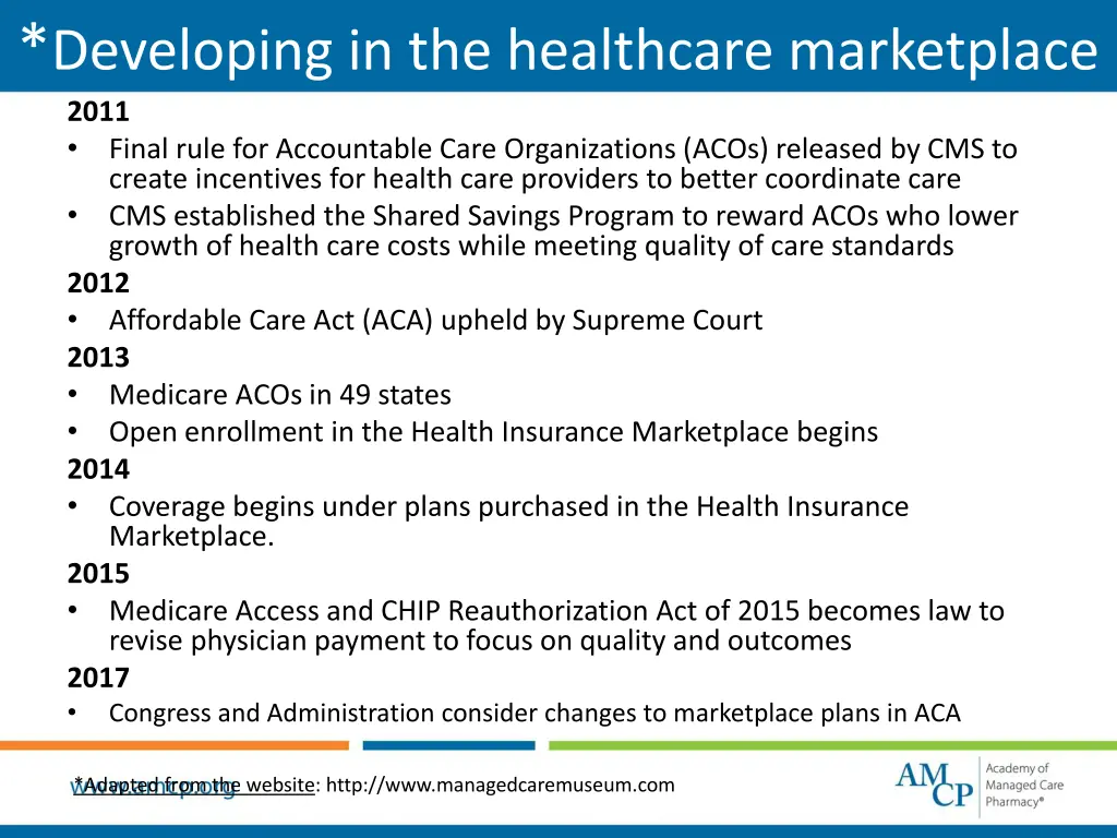 developing in the healthcare marketplace 2011