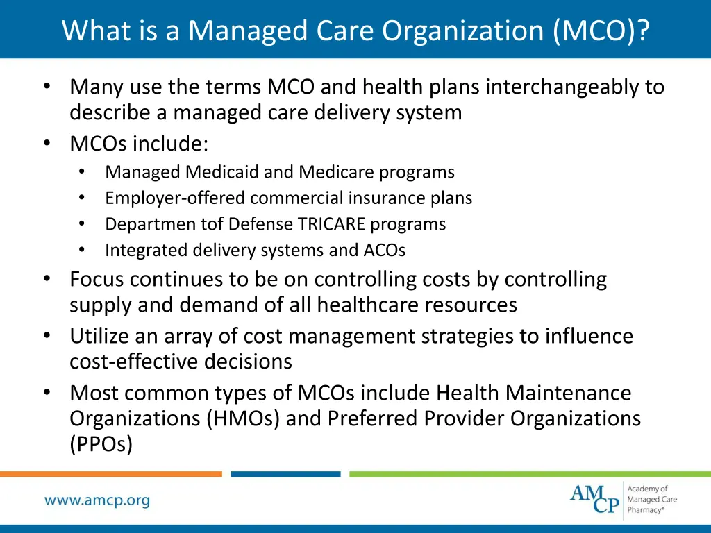 what is a managed care organization mco