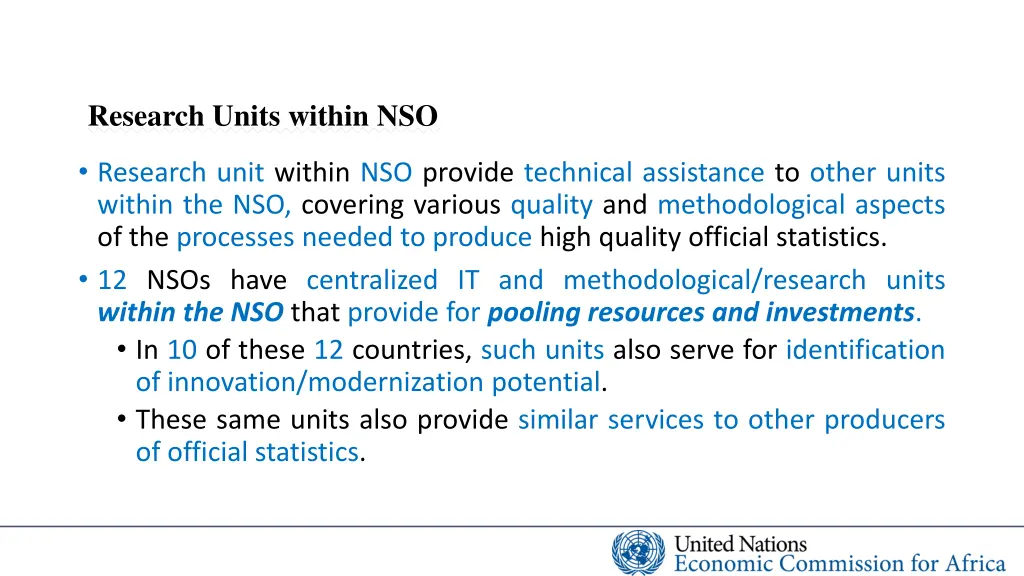 research units within nso