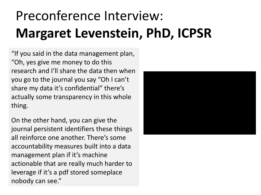 preconference interview margaret levenstein