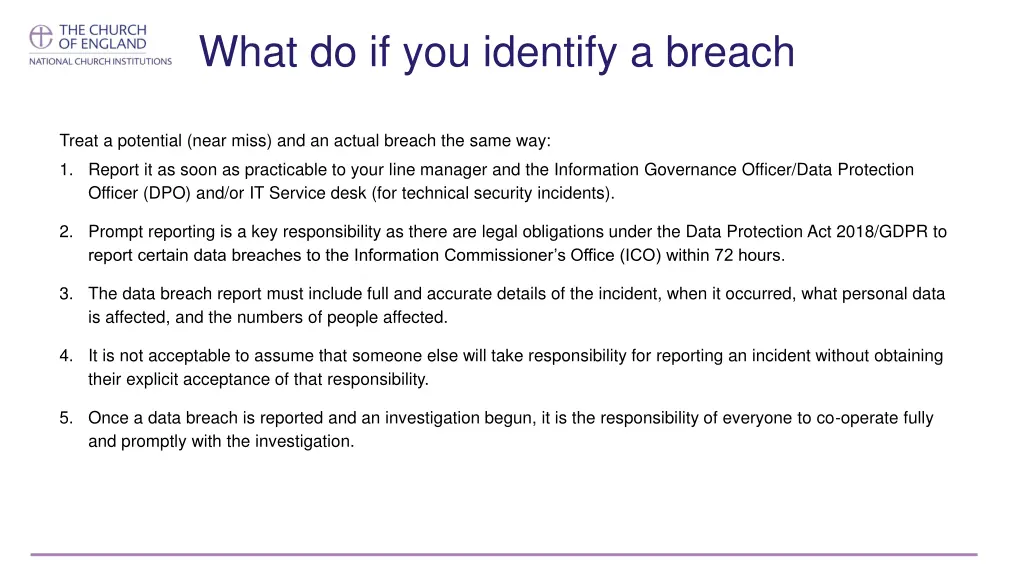 what do if you identify a breach