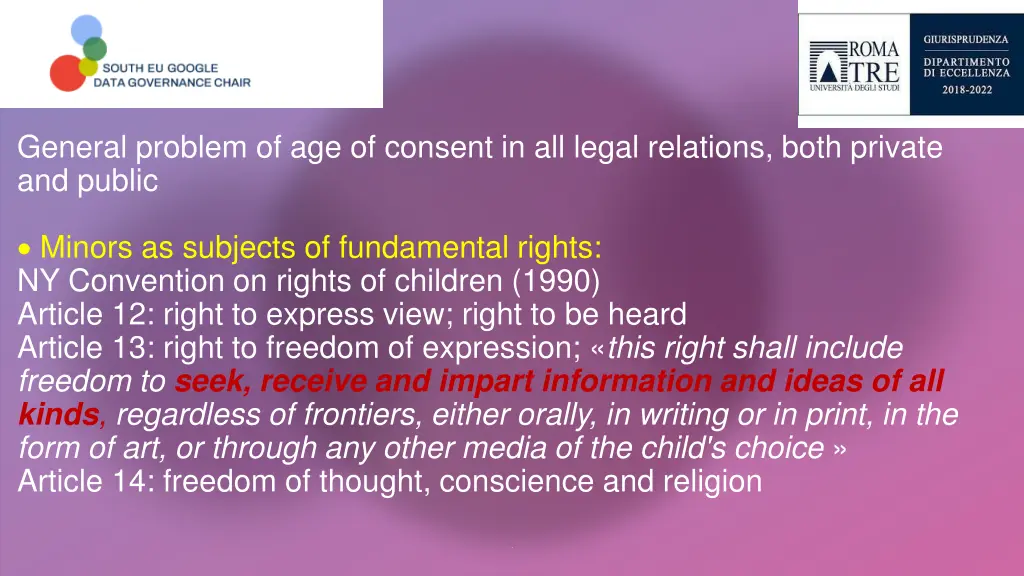 general problem of age of consent in all legal