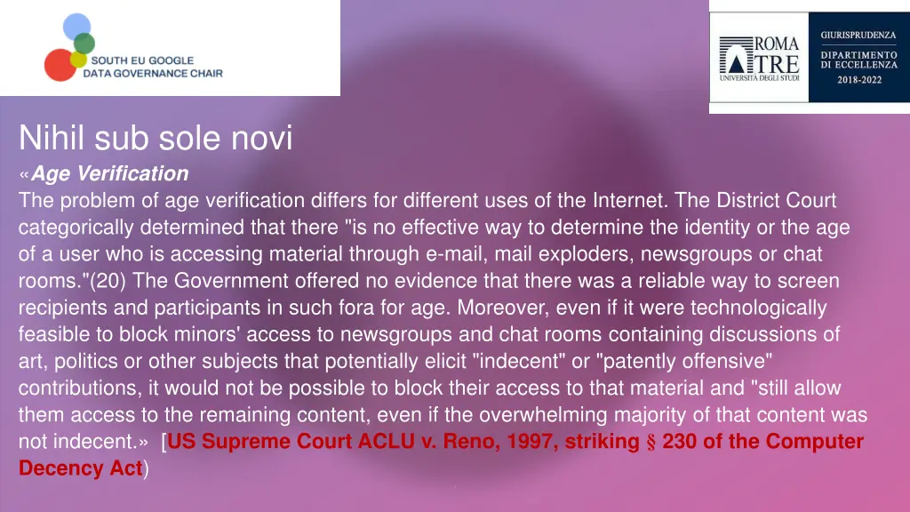 nihil sub sole novi age verification the problem