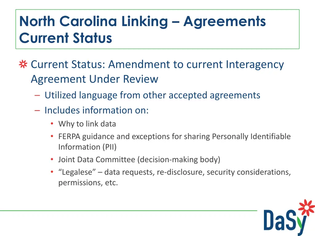 north carolina linking agreements current status