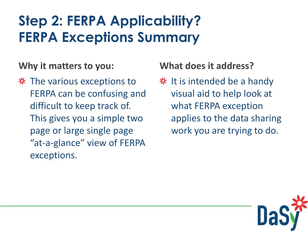 step 2 ferpa applicability ferpa exceptions