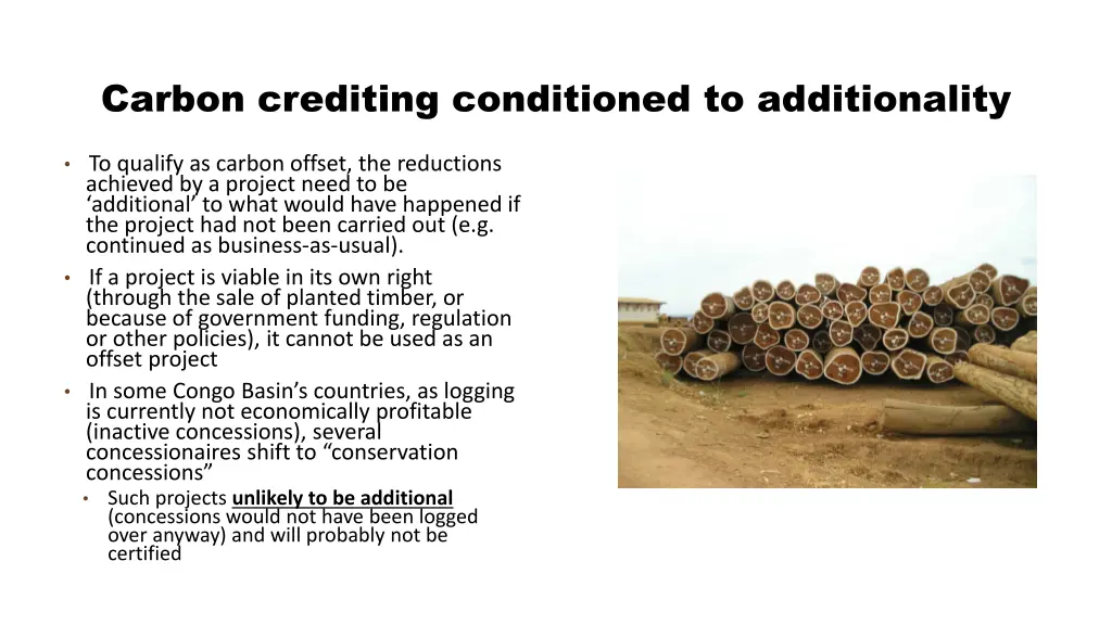 carbon crediting conditioned to additionality