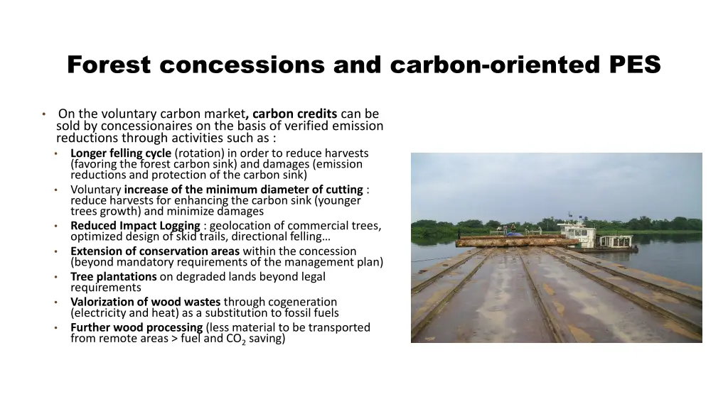 forest concessions and carbon oriented pes