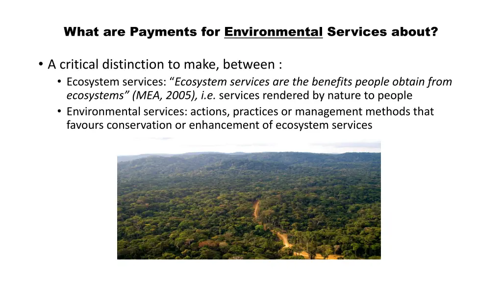 what are payments for environmental services about