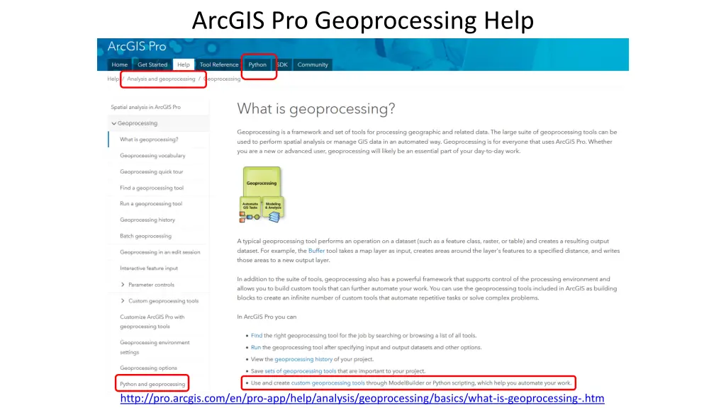 arcgis pro geoprocessing help