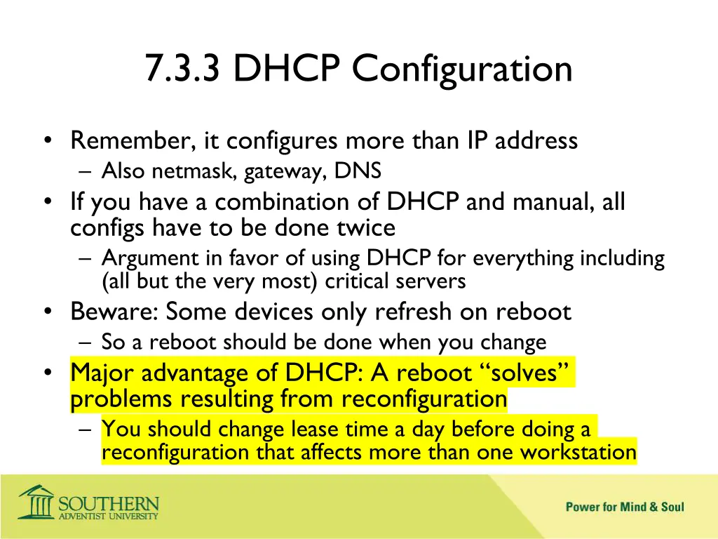 7 3 3 dhcp configuration