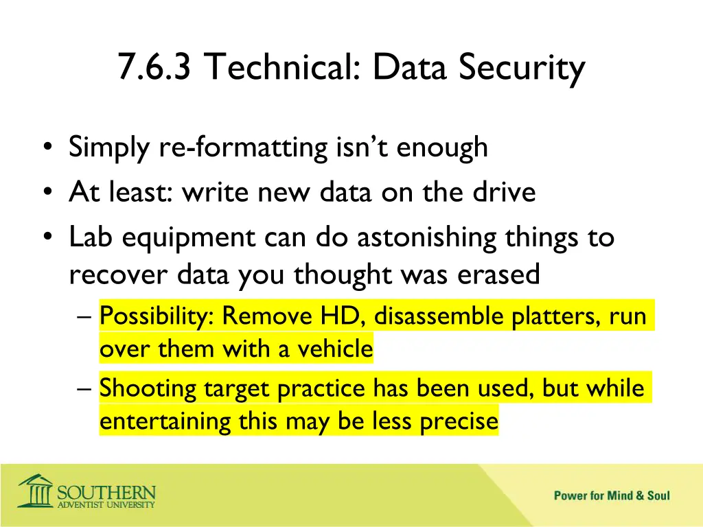 7 6 3 technical data security