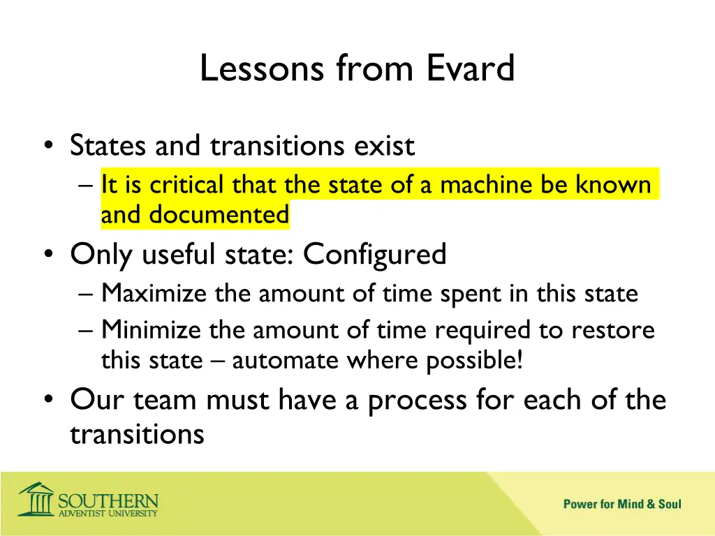 lessons from evard