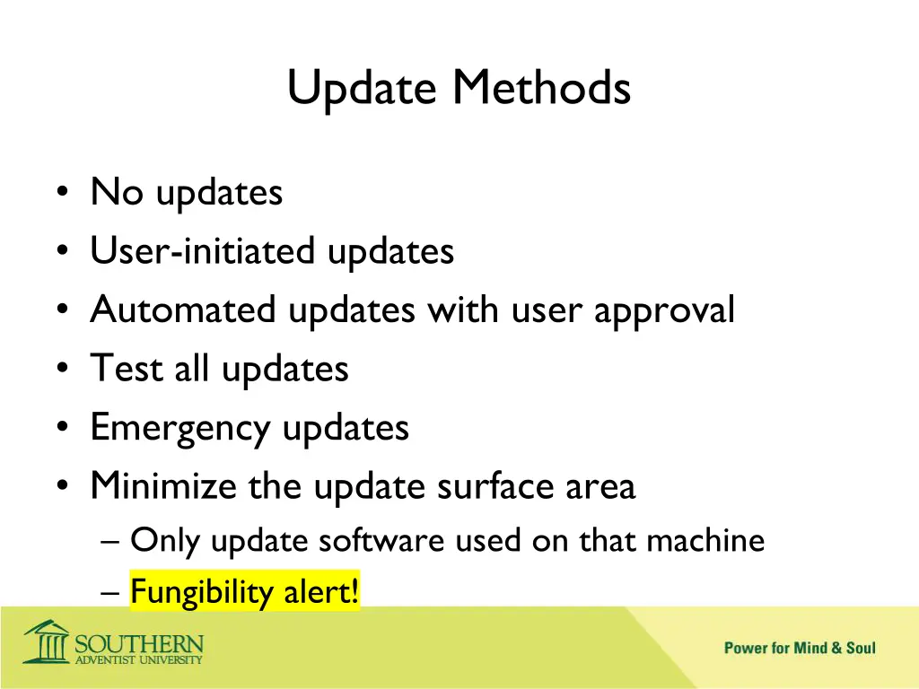 update methods