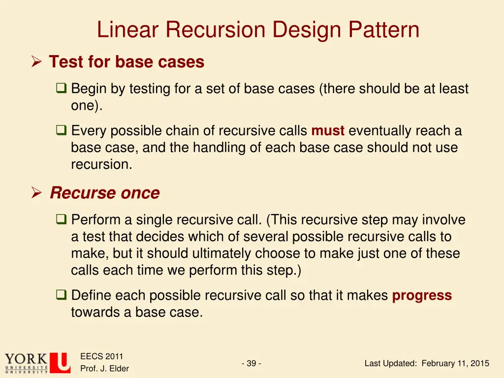linear recursion design pattern