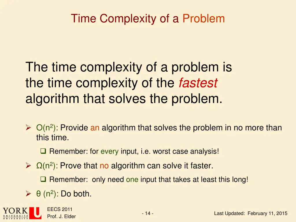 time complexity of a problem