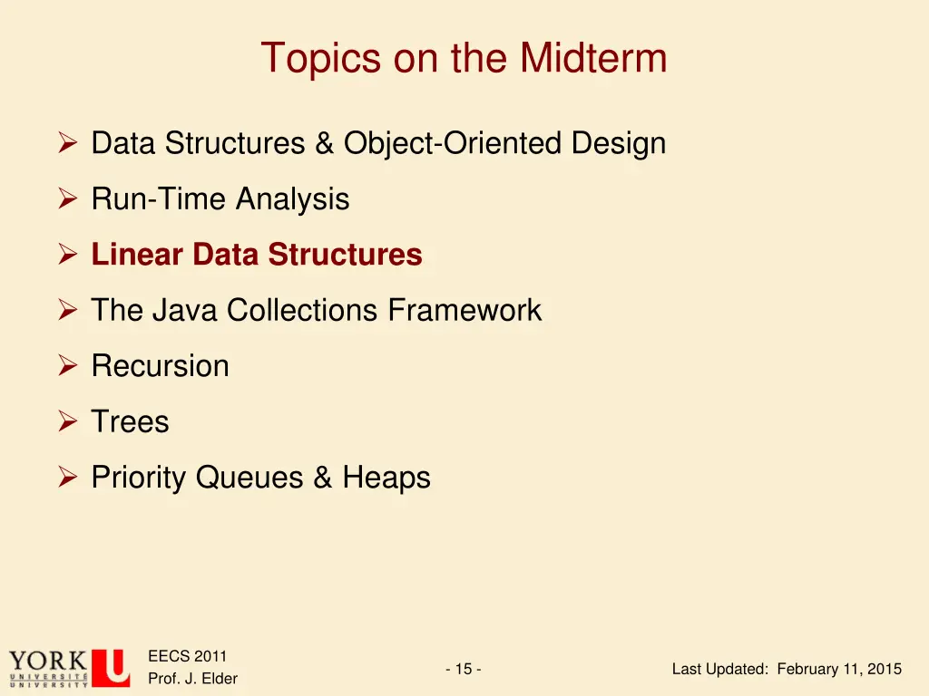 topics on the midterm 3