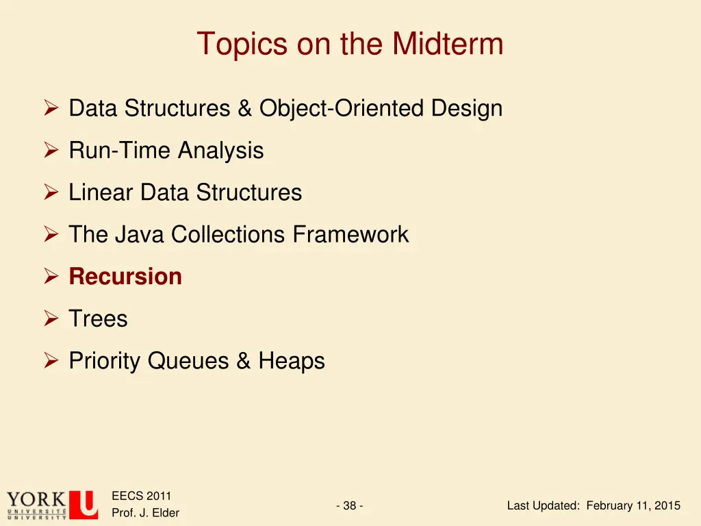 topics on the midterm 5