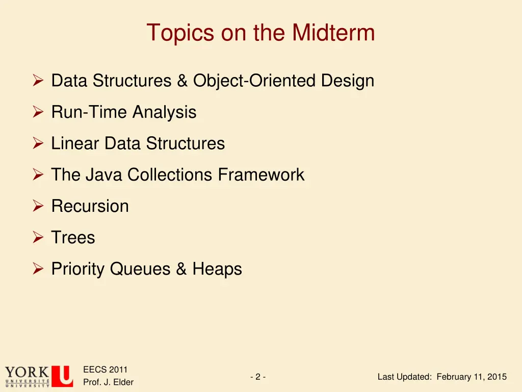 topics on the midterm