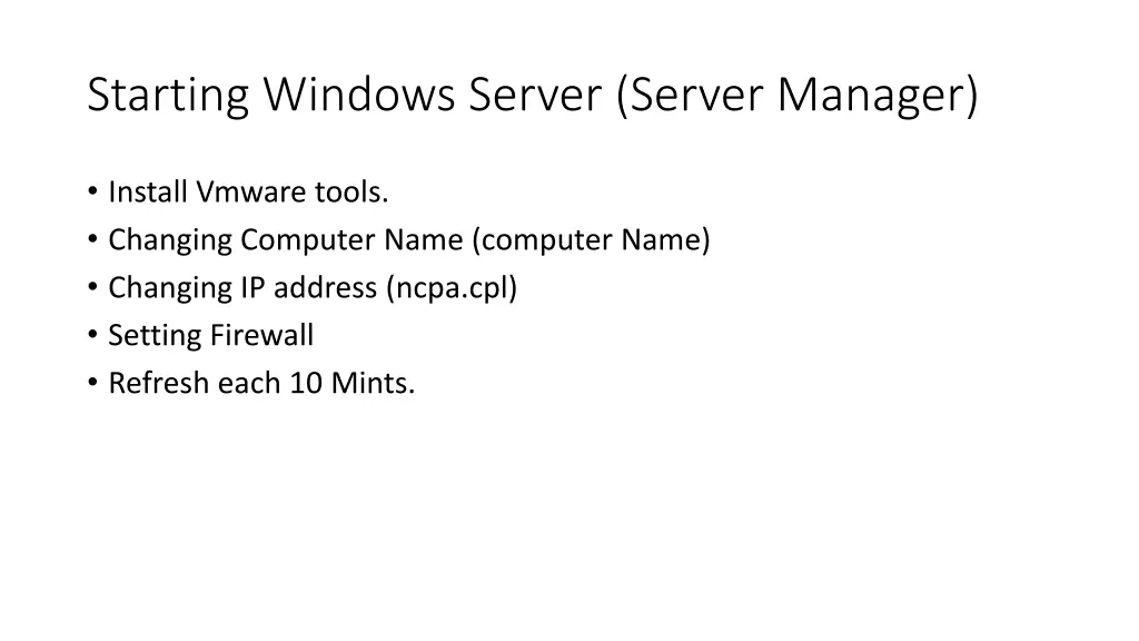 starting windows server server manager