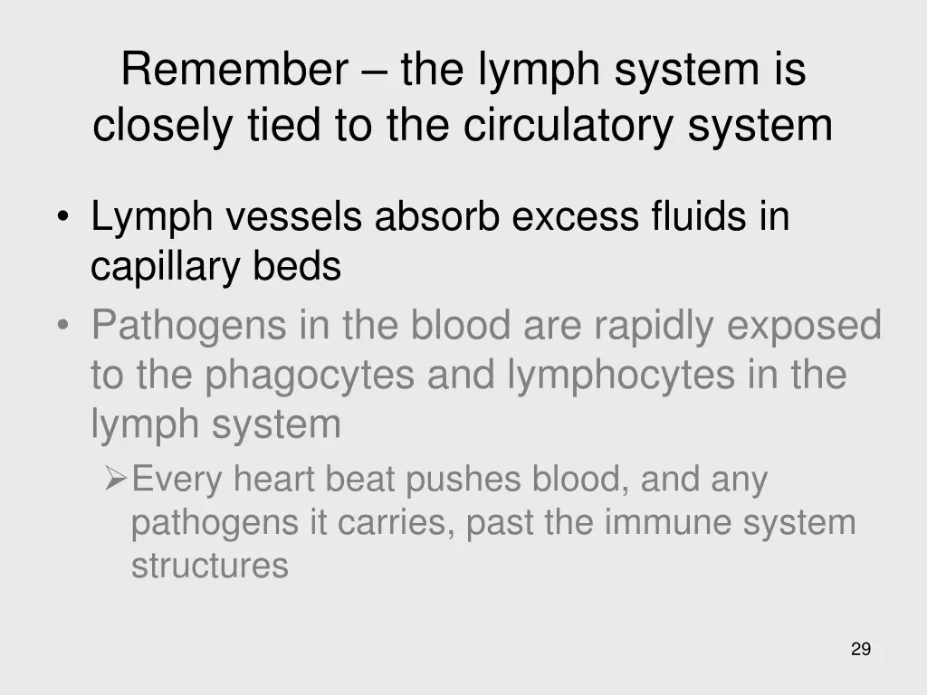 remember the lymph system is closely tied