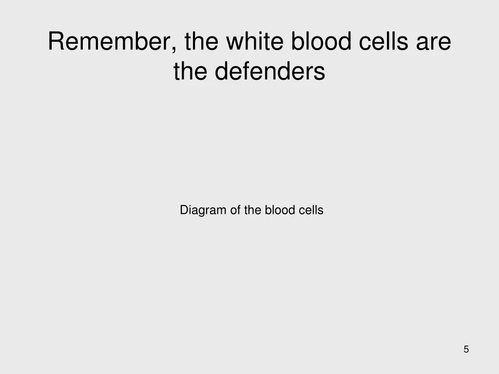 remember the white blood cells are the defenders
