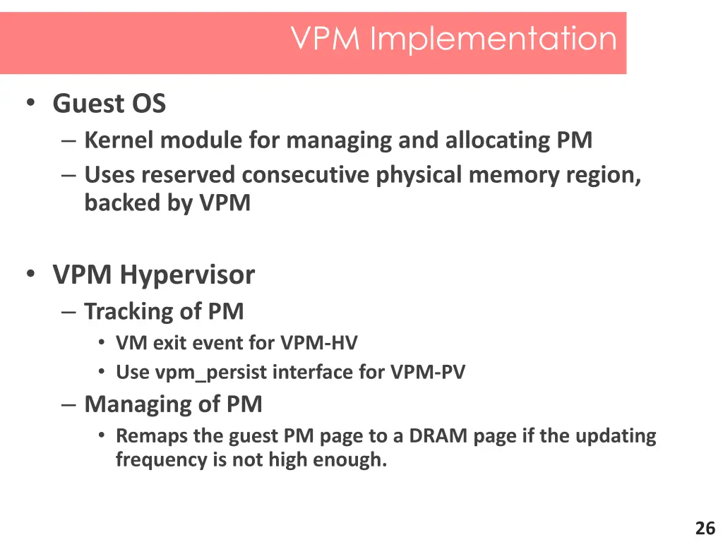 vpm implementation