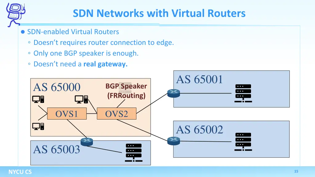 sdn networks with virtual routers