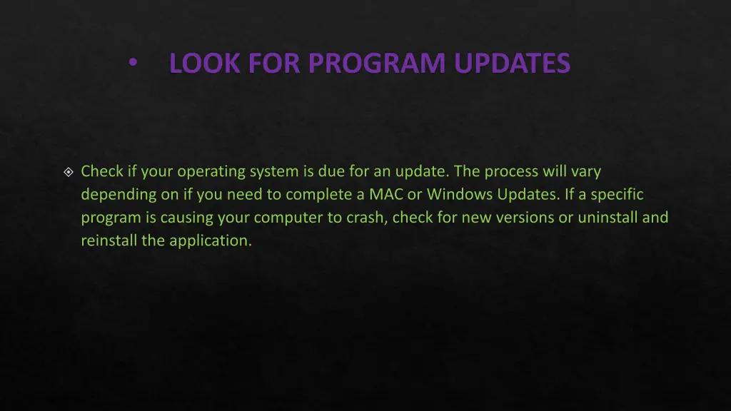 look for program updates