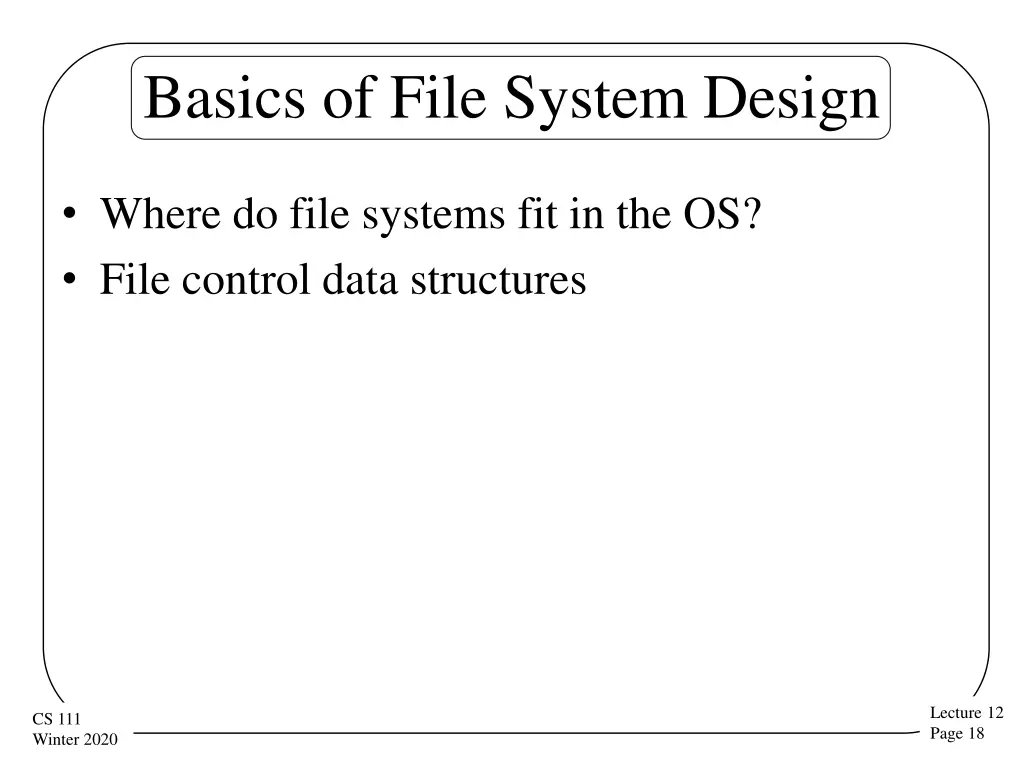 basics of file system design