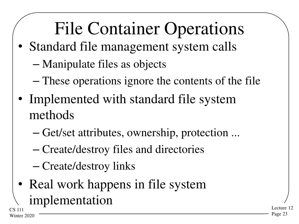 file container operations standard file